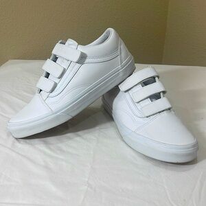 Vans Old Skool V leather True White Velcro Sneakers